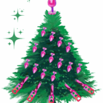 Christmas tree drawing with butt plug and paddle decorations